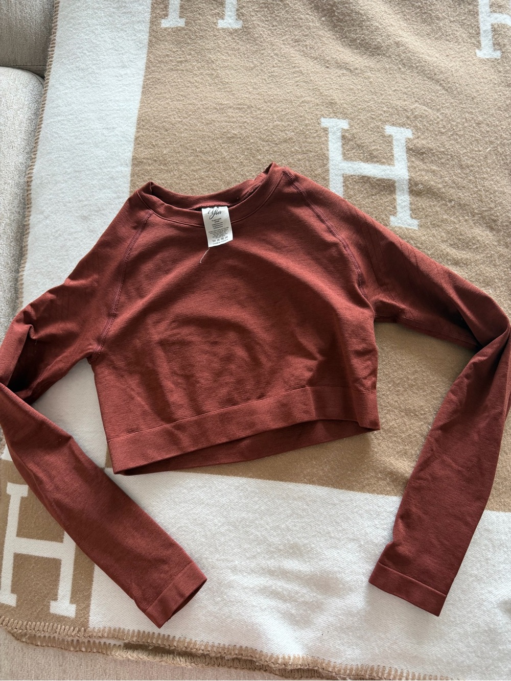 YoungLA Women's Long-Sleeve Cropped Top - Rust Brown